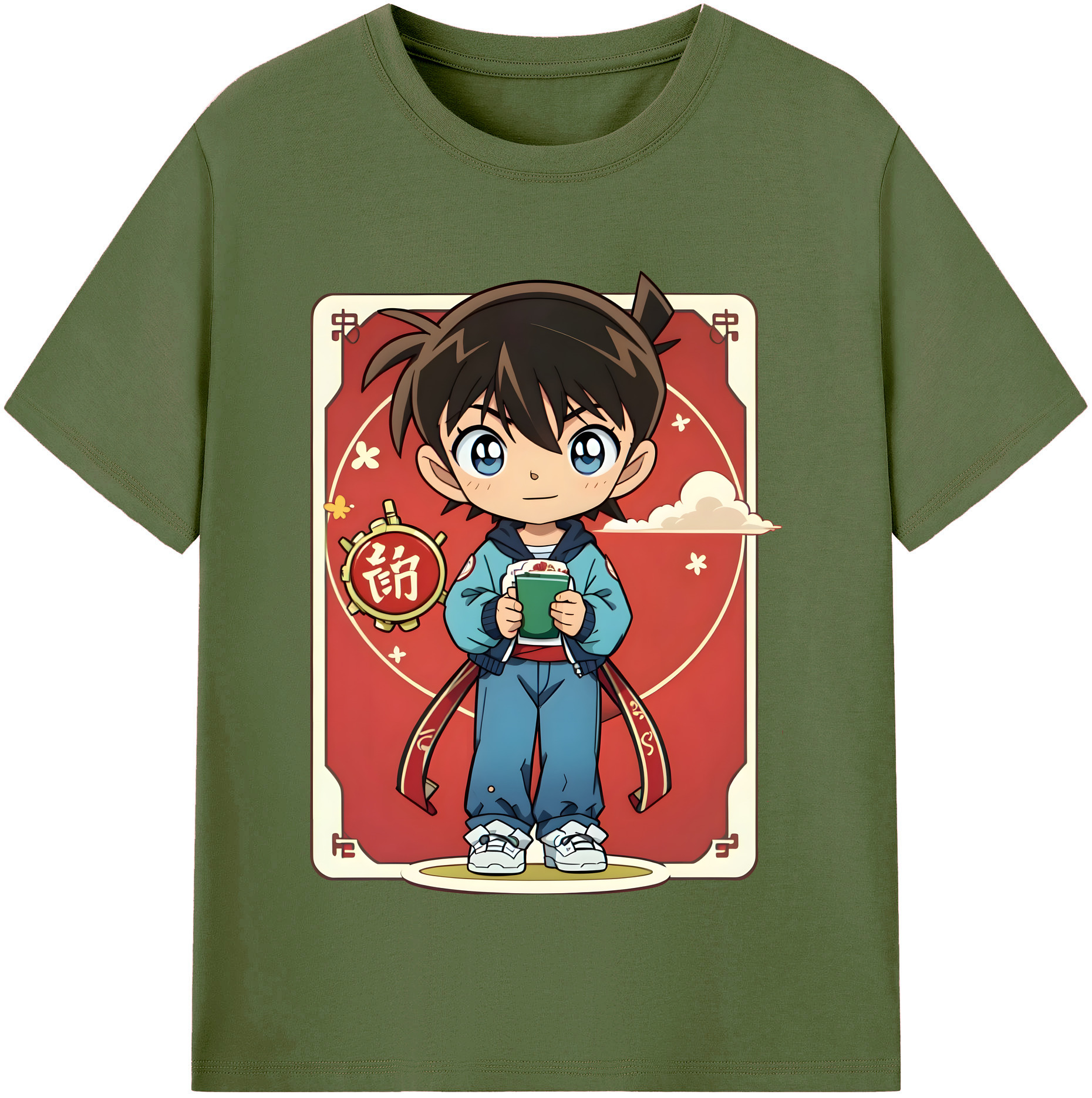 （画像用） 名探偵コナン 江戸川 コナン Detective Conan Conan Edogawa 綿100％半袖Tシャツ（フロントプリント）